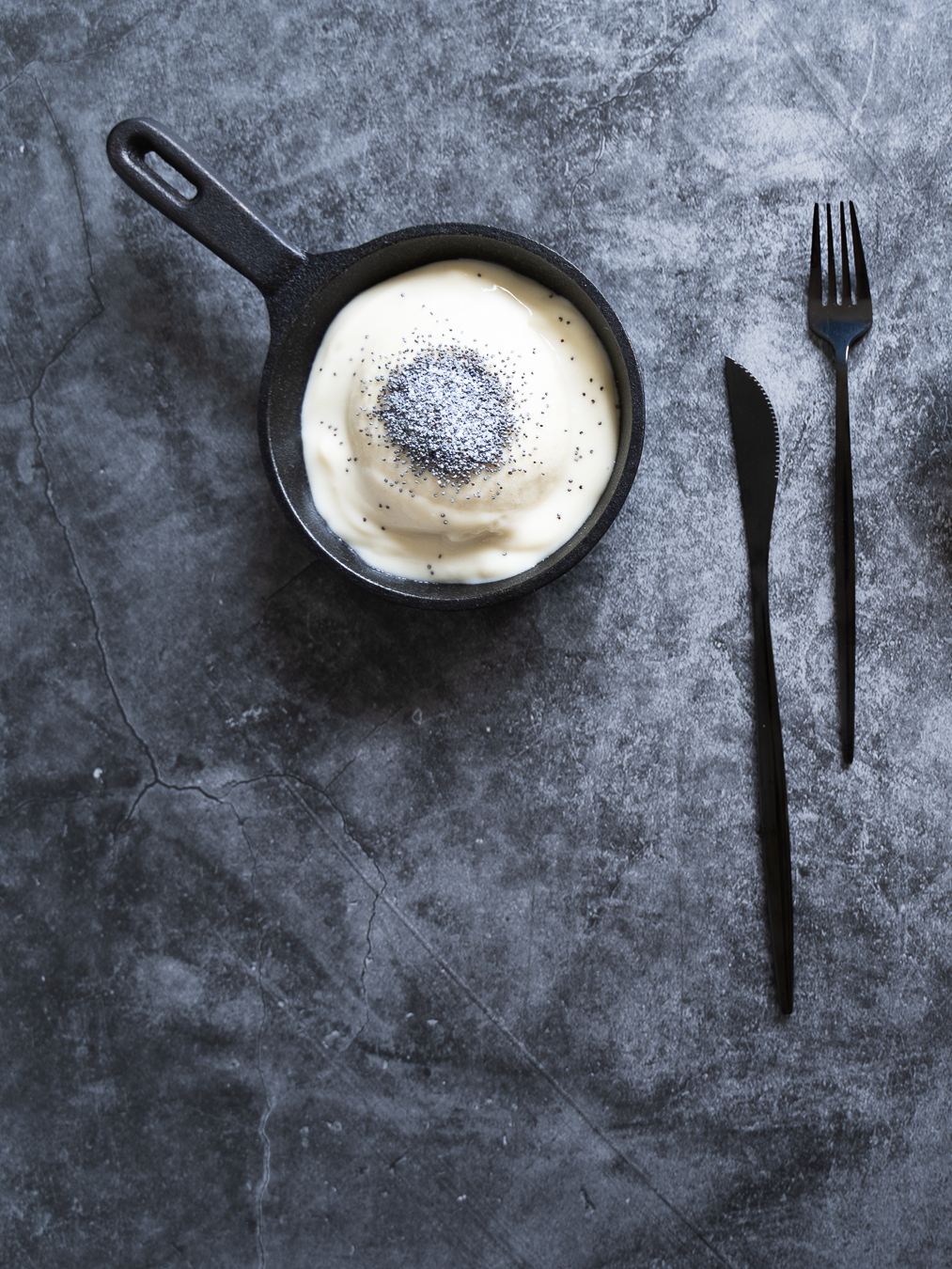Dumpling with black cutlery — Poppy Seed Dumplings