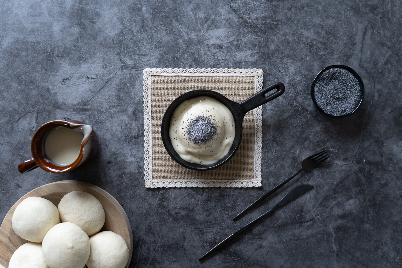 Skillet dumpling overhead — Poppy Seed Dumplings